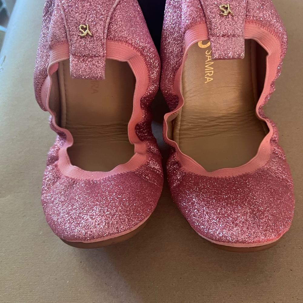Pink Sandpaper Glitter Foldable Ballet Flats - Size 9